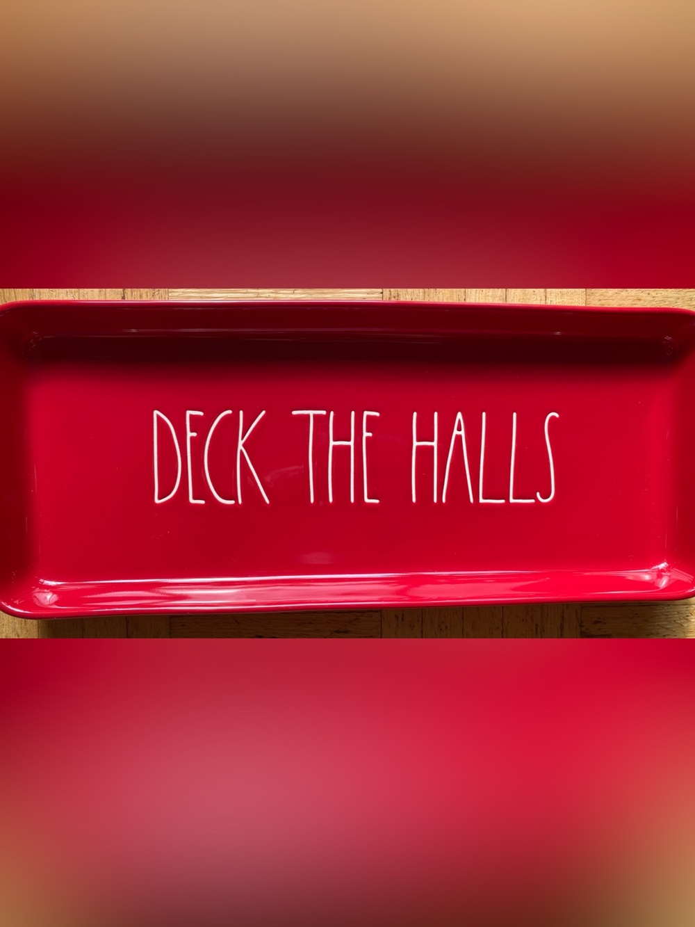 Rae Dunn “Deck The Halls" Red Ceramic Tray